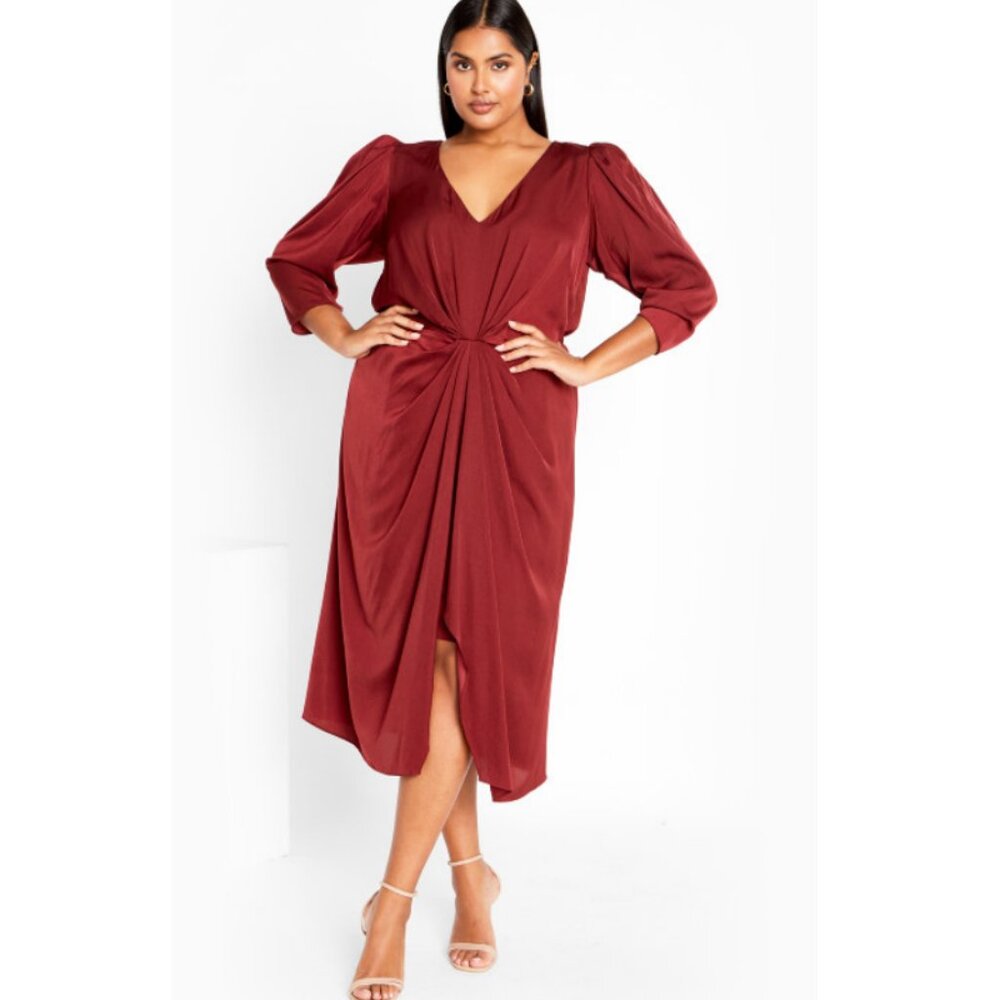 NWT City Chic Aubree Cabernet Drape Midi Dress 22 - Picture 3 of 13